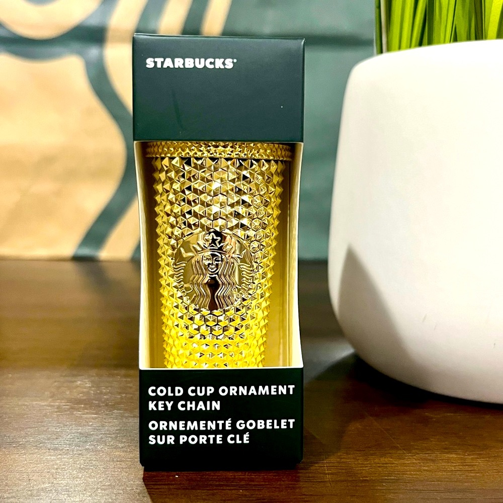 ✨Starbucks Gold BLING STUDDED ORNAMENT KEYCHAIN 2022